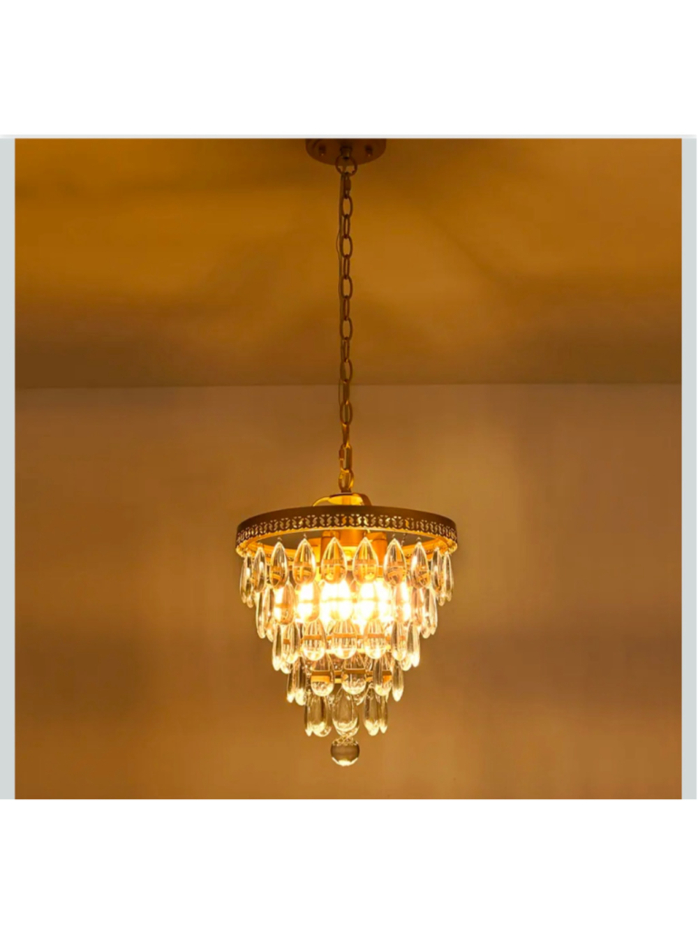Vintage Gold Chandelier 5 Tier 4 Light Fixture